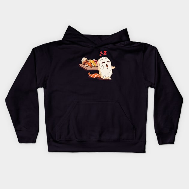 Cute Sushi Sleepwalking Kids Hoodie by OnepixArt